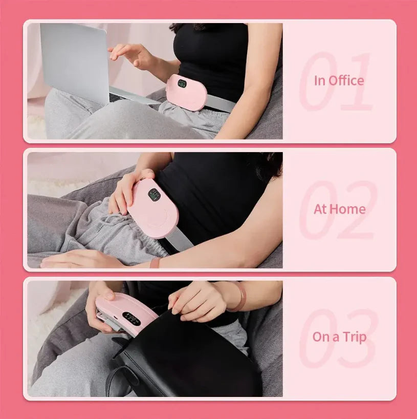 Period Cramp Relief Belt and Massager – Soothing Heat and Vibration Therapy