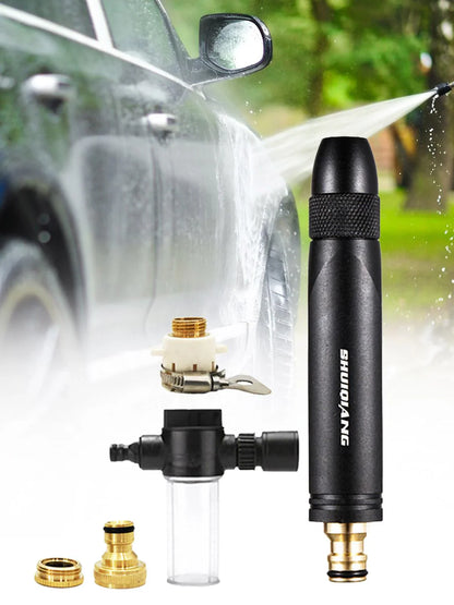 Adjustable High-Pressure Water Spray Gun Nozzle + FREE Pipe Clamp (Imported High Quality Metal Nozzle)